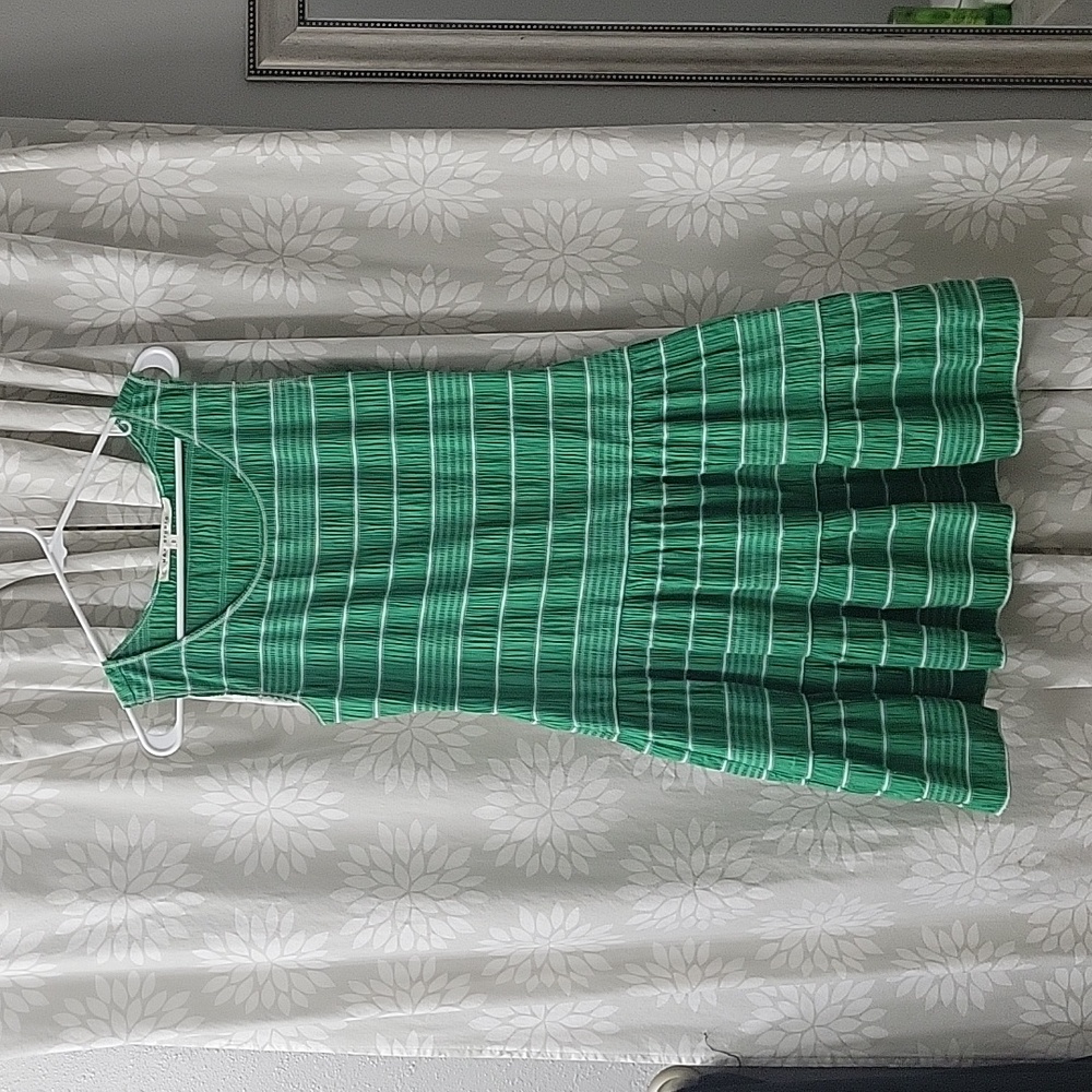 2 for $20 Green and White striped sleeveless dress, size small, max stud…